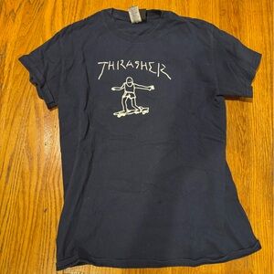 Thrasher Navy Graphic with Stick Man Surfing